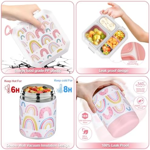 wiwens Bento Lunch Box for Kids with 12oz Soup Thermo Leak-Proof Lunch