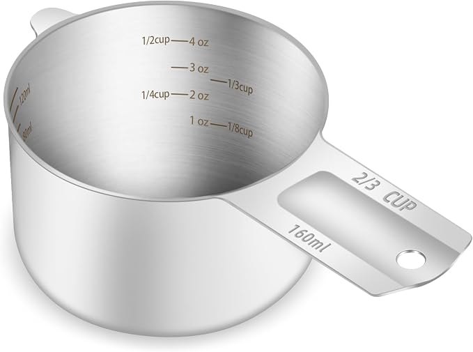 1PCS 2/3Cup Single Measuring Cup, Etched Inner Scale Stainless Steel Measure by BERYLER