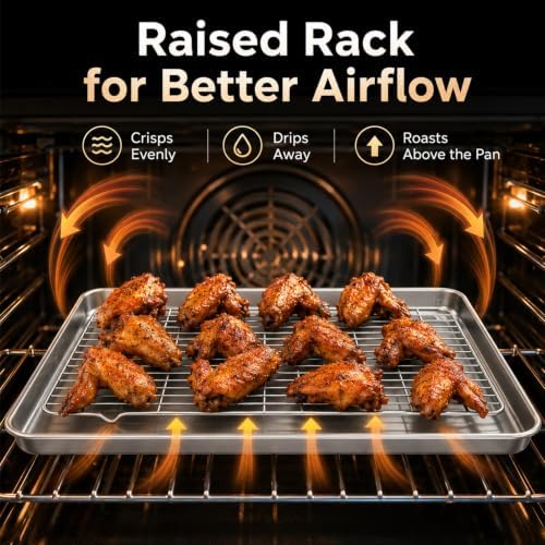 Titanium Baking Sheet with Cooling Rack Set of 2, 16x12Inch Cookie
