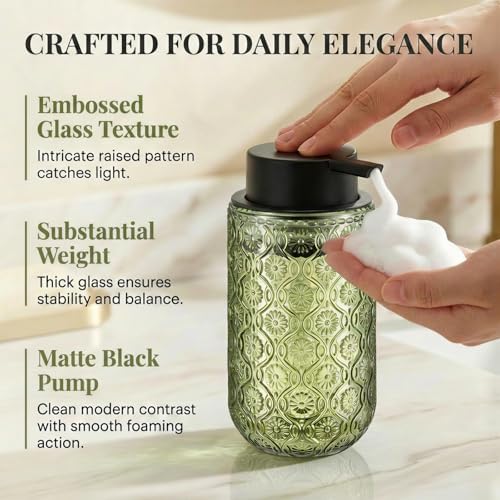 Green Glass Foaming Hand Soap Dispenser