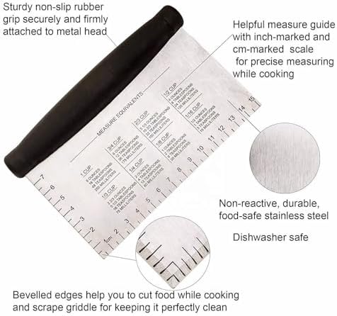 Stainless Steel Dough Scraper, Dough Cutter and Chopper for Baking