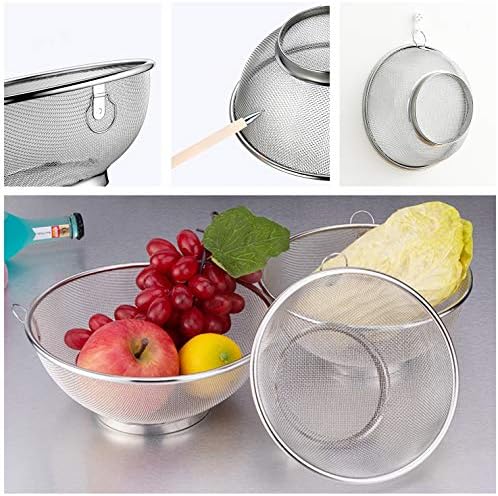 2 Pack Stainless Steel Mesh Colander Kitchen Fine Mesh Strainer Bowl