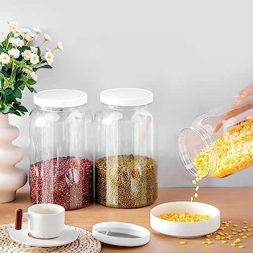 Dandat 8 Pcs 1 Gallon Clear Plastic Jars Airtight Pantry Large Mouth