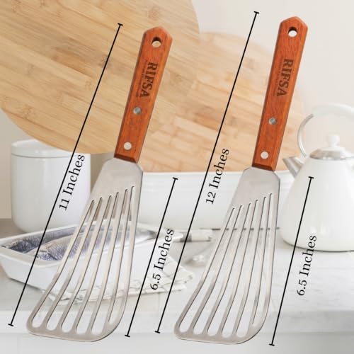 Fish Spatula, 2 Pack Slotted Stainless Steel Fish Turners