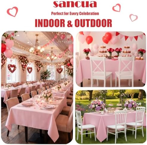sancua Rectangle Tablecloth, 60 x 84 Inch, Valentines Pink