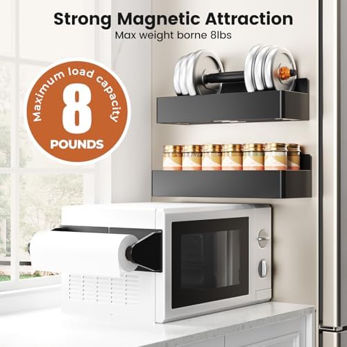 Mystozer Magnetic Spice Rack for Refrigerator, Black 7-Pack