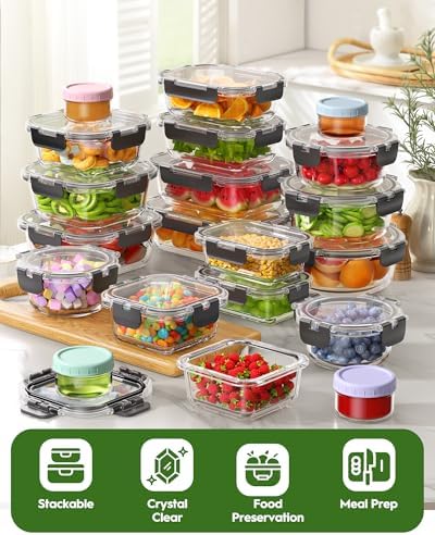Canfanni 40-Piece Glass Food Storage Containers with Airtight Lids