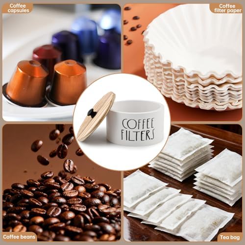 Wooden Coffee Filter Holder With Lid, Coffee Filter Storage Container