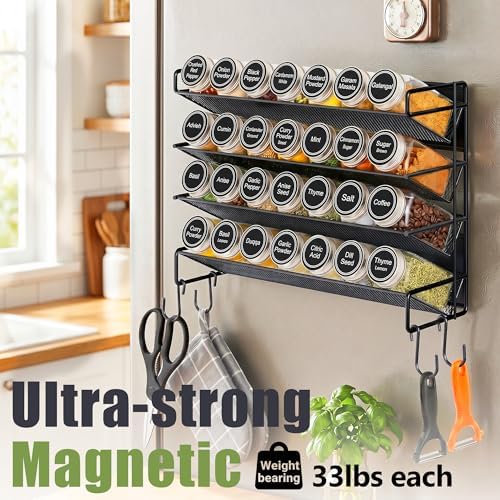 UVIAHOMI Magnetic Spice Rack for Refrigerator with 28 Spice Jars