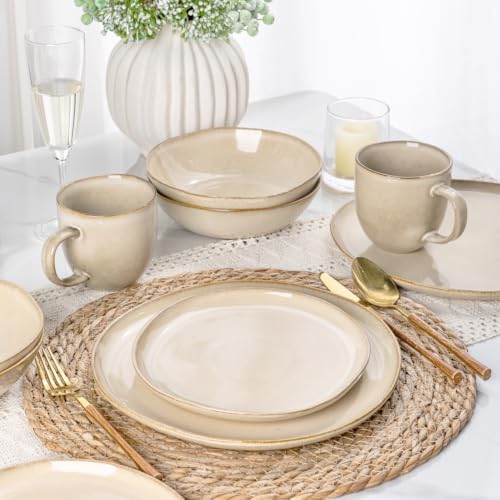 AmorArc Ceramic Dinnerware Sets for 6, 18Pcs Plates and Bowls Sets