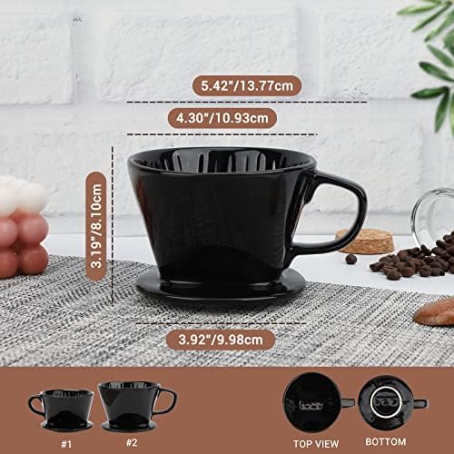Segarty #2 Pour Over Coffee Maker, Single Cup Black Ceramic Coffee