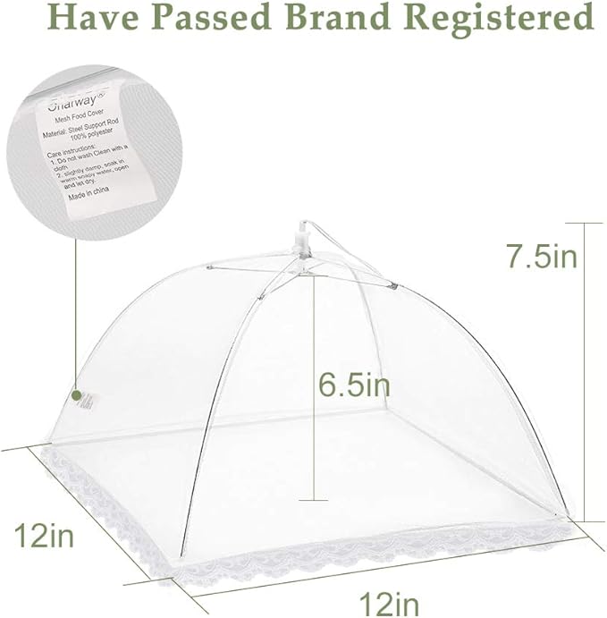 Onarway 3 Pack Food Covers 12 Inch Pop-Up Encrypted Mesh Plate Serving Tents - Image 2