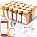EDELHAUS Glass Spice Jars with 24 Bamboo Wooden Lids