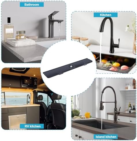 Derlights 33 inch Sink Splash Guard Mat, Silicone Faucet Handle Drip