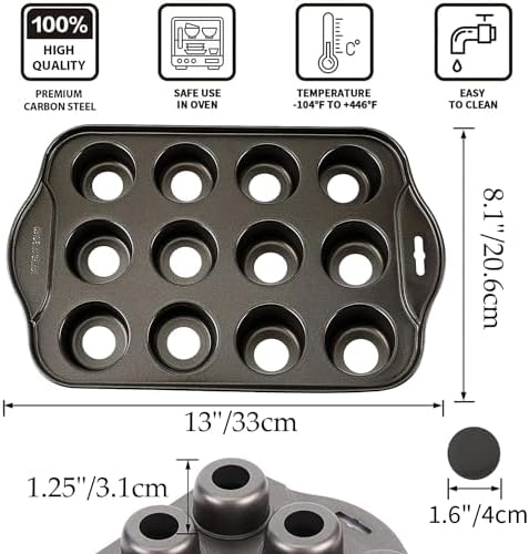 2 Pack 12 Cavity Mini Cheesecake Pan, Mini Muffin Baking Pan, Mini