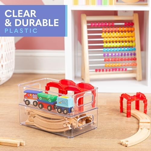 Plastic Food Storage 2 Pack Clear Container Bin with Handles for