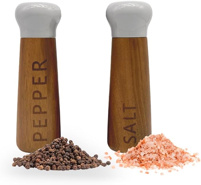 Tessie & Jessie Wooden Salt and Pepper Grinder Set, Premium Acacia Wood by TessieJessie