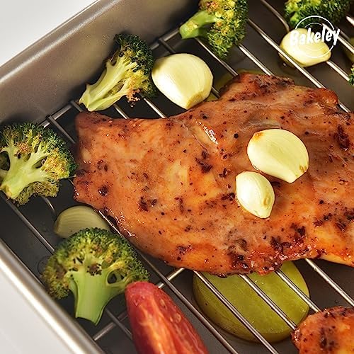 13 Inch Baking Pan With Rack Carbon Steel Nonstick Tray for Oven