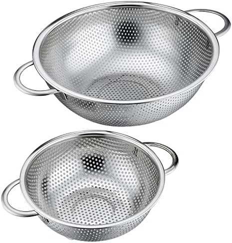 P&P CHEF Stainless Steel Colander, 2 Pcs Metal Colanders Strainer, 1