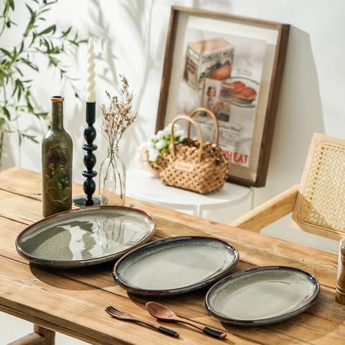 Ceramic Large Serving Platters- Set of 3 Oval Platters for