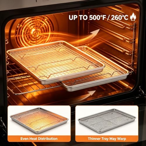Baking Sheet with Rack Set (2 Pans 2 Racks), Half Sheet Size