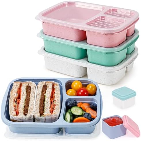 Caperci Wheat Straw Bento Lunch Box Containers for Adults & Kids