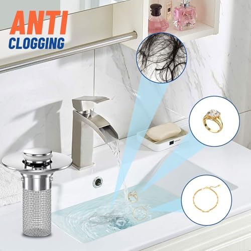 Vakabiu Pop-Up Bathroom Sink Drain Strainer, 2PCS