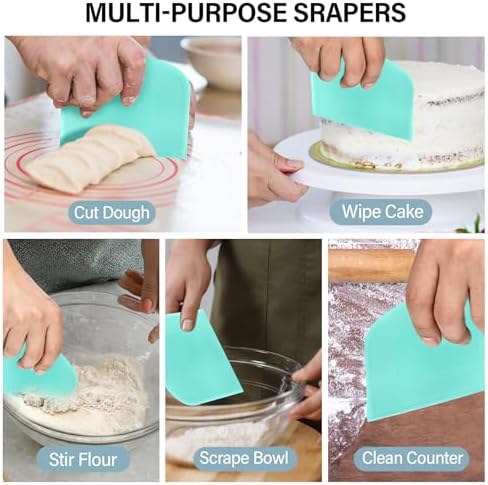 Ecavria Bench Scraper, Premium Stainless Steel Dough Scraper with