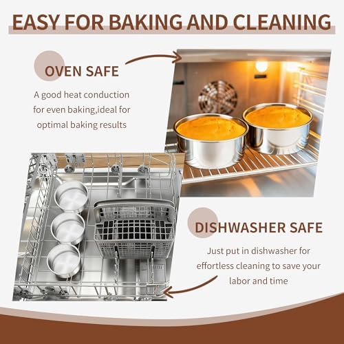 TeamFar 5 Inch Cake Pan Set of 4, Stainless Steel Small Layer Cake