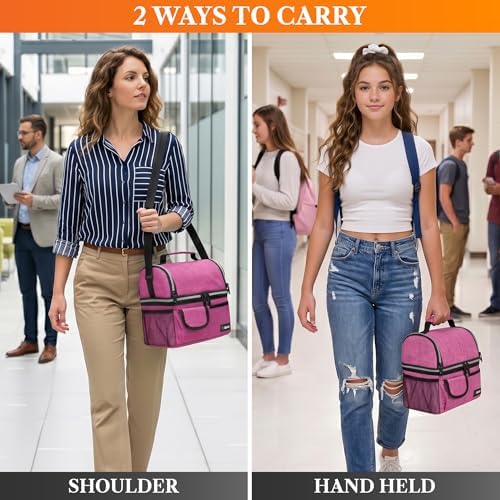 opux Dual-Compartment Insulated Lunch Bag, Pink