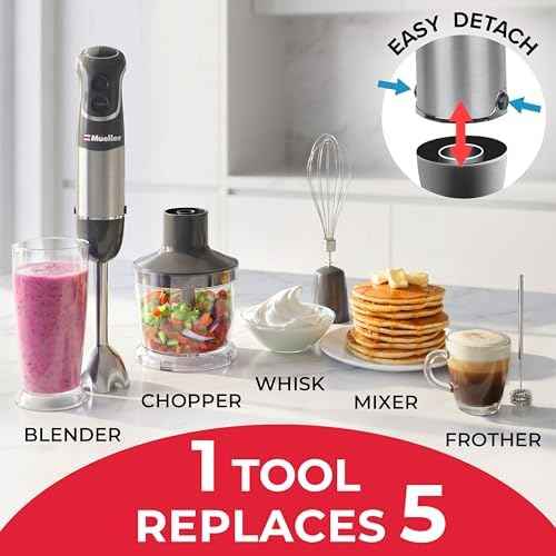 Mueller Multistick 5-in-1 Immersion Blender Handheld, 12-Speed Hand
