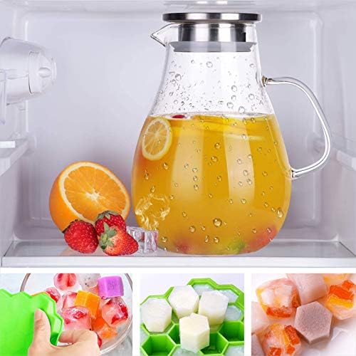 88oz Glass Pitcher with Lid and Handle - High Heat Resistance Glass