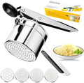 KAYCROWN Potato Ricer With 4 Discs, Heavy Duty Stainless Steel Potato