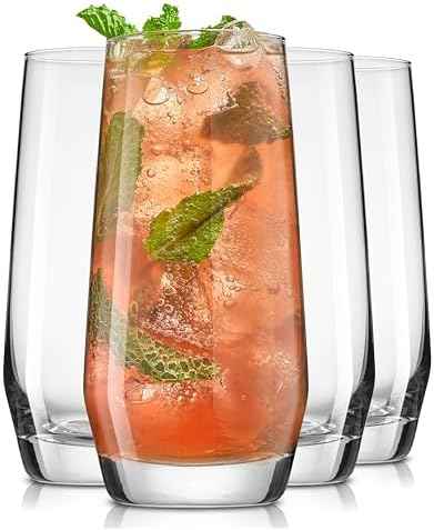 JoyJolt Gwen 18.5 oz Highball Glasses, 4pc Tall Glass Sets. Lead-Free