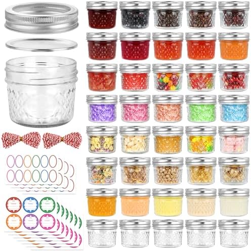 40 Pack 4 oz Mason Jars with Lids