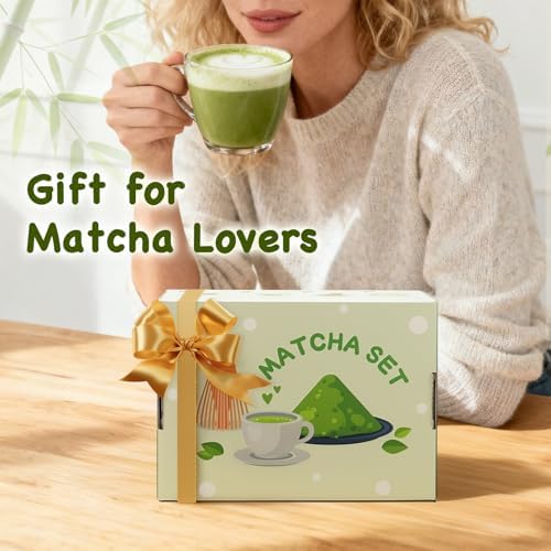 OUTXE Matcha Whisk Set, 7 PCS Matcha Kit for Ceremony, with Clear