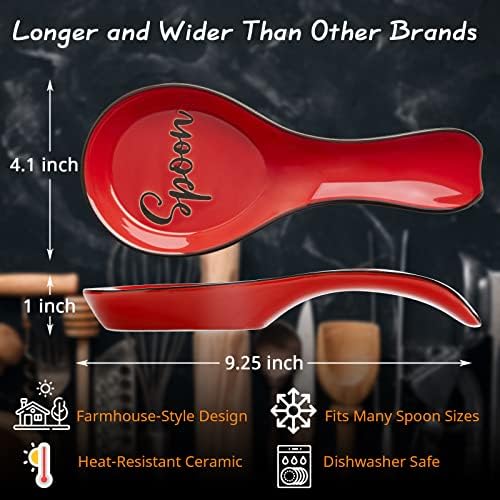 Ceramic Spoon Rest for Stove Top, DAYYET Large Spoon Holder, Spoon