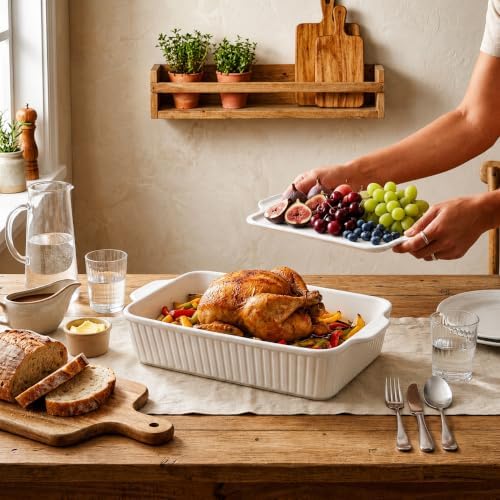 2 Pack 9x13 Ceramic Casserole Dish with Lid