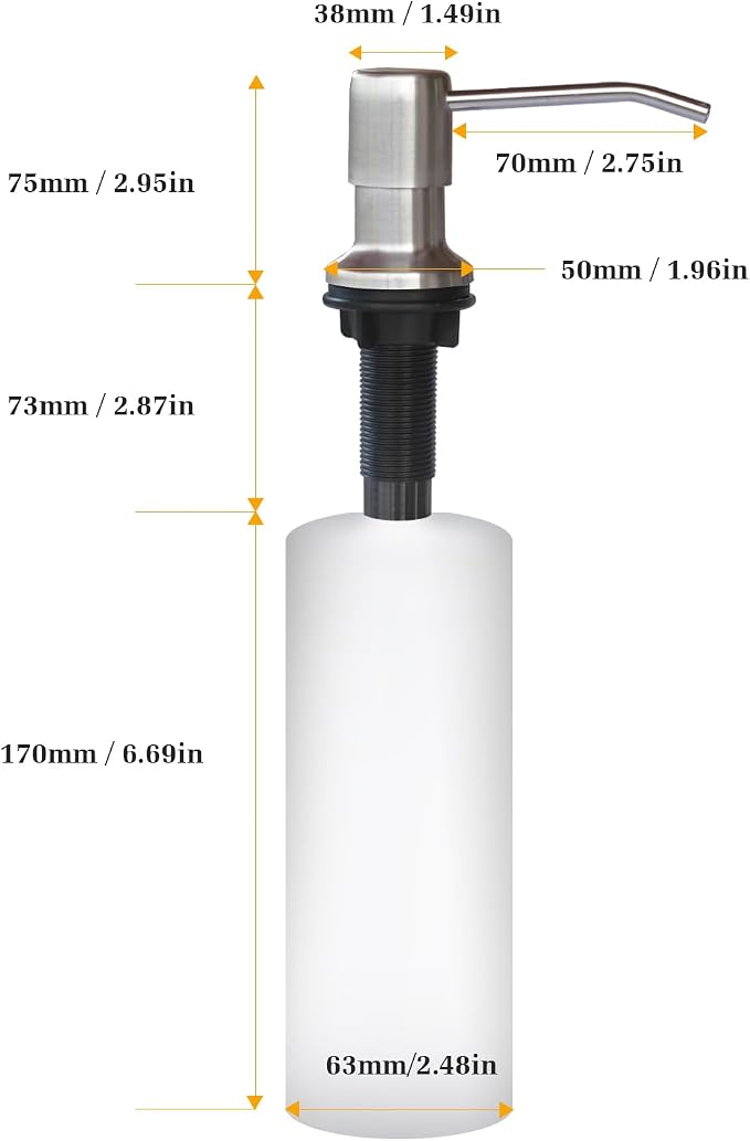 Soap Dispenser for Kitchen Sink, Built in Sink Soap Dispenser Lotion Dispenser - Image 6