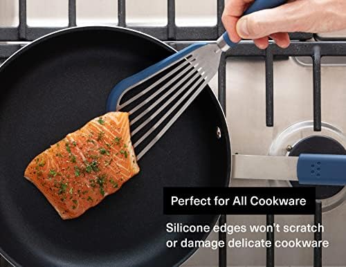 Misen Fish Silicone Spatula - Slotted Turner for Cooking - Perfect for