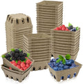 Rainmae 50 Pack Natural Pulp Fiber Berry Basket, Molded Berry Basket