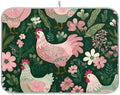 OTVEE Charming Hen Flower Decor Dish Drying Mat for Kitchen Counter