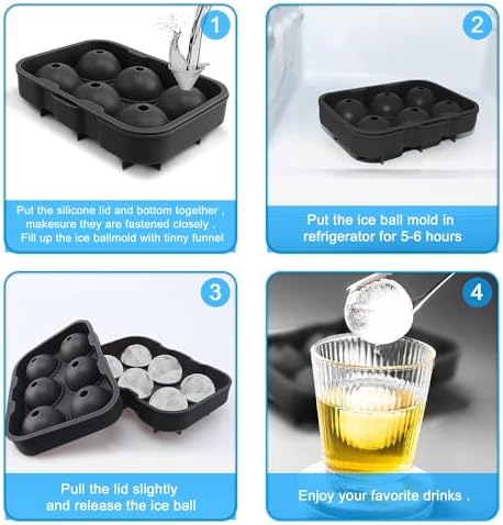 Silicone Round Ice Cube Mold, Round Ice Cube Trays for Freezer with