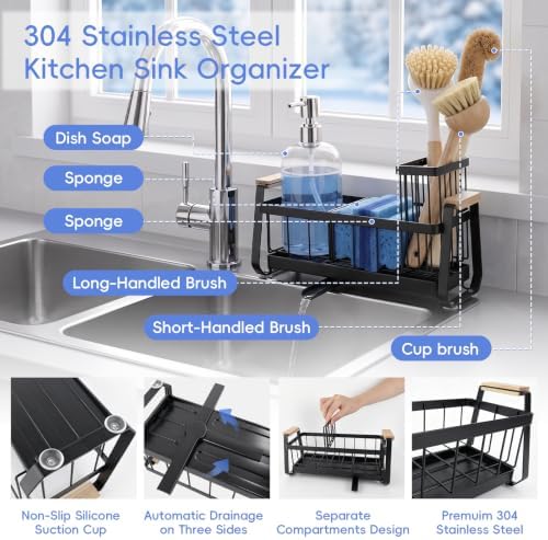 304 Stainless Steel Self-Draining Sink Caddy