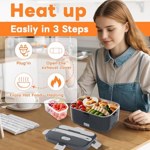DUPASU Electric Lunch Box Food Warmer, 1.8L Heated Lunch Box for