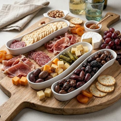 Dizada 3 Pack Olive Trays, 12" Ceramic Olive Dish for Appetizers