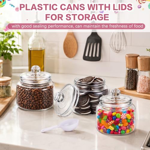 mwellewm 4Pcs Candy Jars with Lids&Spoons Cookie Dispenser Snack