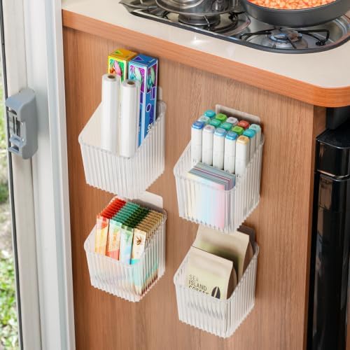 NiHome 4-Pack Cabinet Door Organizer, Adhesive RV Camper Wall Storage