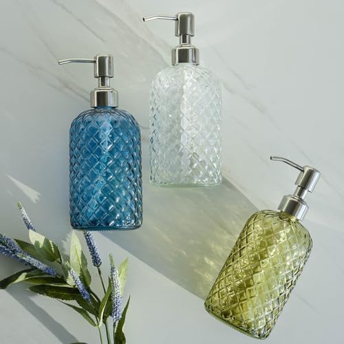 JASAI 18Oz Gem Patterned Glass Soap Dispenser