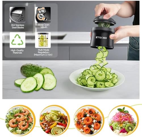 4-in-1 Vegetable Spiralizer, Adjustable Thickness